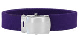 Purple Adjustable Canvas Military Web Belt With Metal Buckle 32" to 72"