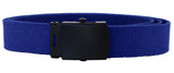 Royal Blue Adjustable Canvas Military Web Belt With Metal Buckle 32" to 72"