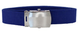 Royal Blue Adjustable Canvas Military Web Belt With Metal Buckle 32" to 72"