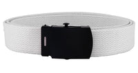 White Adjustable Canvas Military Web Belt With Metal Buckle 32" to 72"