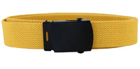 Yellow Adjustable Canvas Military Web Belt With Metal Buckle 32" to 72"