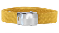 Yellow Adjustable Canvas Military Web Belt With Metal Buckle 32" to 72"