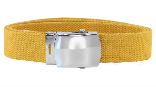 Yellow Adjustable Canvas Military Web Belt With Metal Buckle 32 to 72 –  buybuy-luv