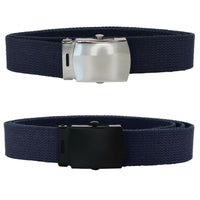 Navy Adjustable Canvas Military Web Belt With Metal Buckle 32" to 72"