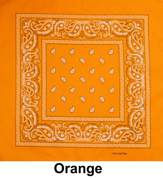 Orange Paisley Print Designs Cotton Bandana