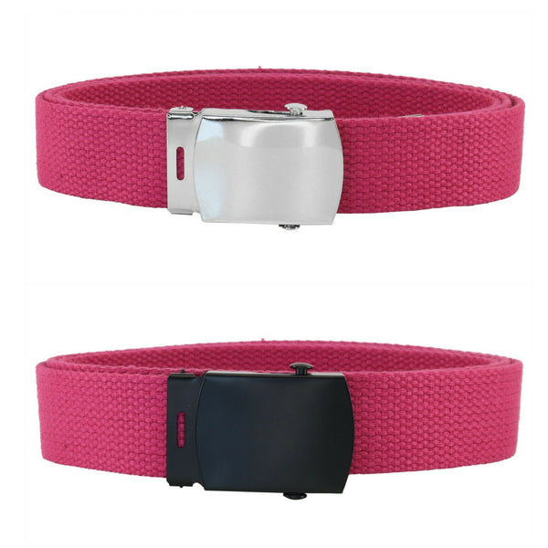 Pink Adjustable Canvas Military Web Belt With Metal Buckle 32" to 72"