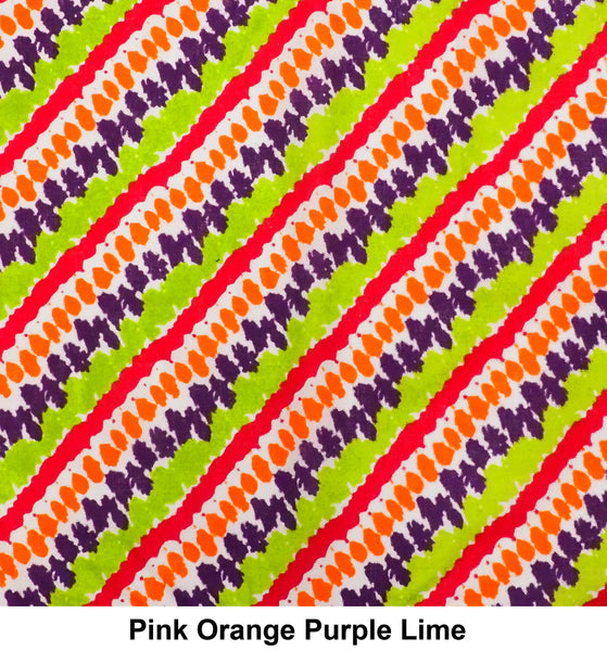 Pink Orange Purple Lime Print Designs Cotton Bandana (22 inches x 22 inches)