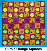 Purple Orange Square Print Designs Cotton Bandana