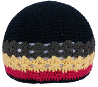 Rasta Reggae Black KUFI Crochet Beanie Skull Cap Knit Hat Muslim Islamic Prayer New 100% Cotton