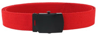 Red Adjustable Canvas Military Web Belt With Metal Buckle 32" to 72"