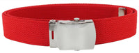 Red Adjustable Canvas Military Web Belt With Metal Buckle 32" to 72"