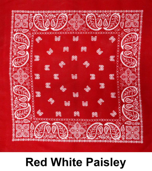 Red White Paisley Designs Cotton Bandana