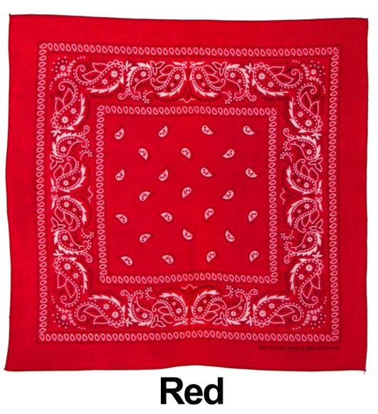 Red Paisley Design Print Cotton Bandana (22 inches x 22 inches)