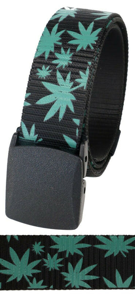 Marijuana Weed Outdoor Military Grade Tactical Nylon Canvas Web Belt with Plastic Buckle