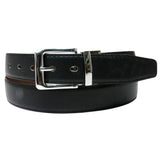 Black Navy Reversible Leather belt - Two Belts in One