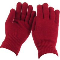 Burgundy Knitted Winter Warm Stretch Gloves One Size