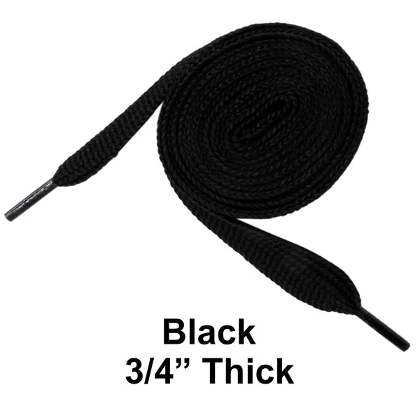 Black Thick 3/4" Width Flat Athletic Sneaker 54 Inch Shoelaces