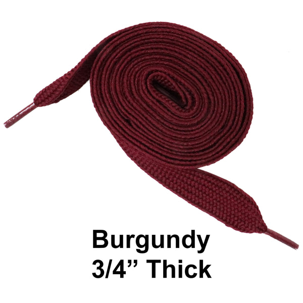 Burgundy Thick 3/4" Width Flat Athletic Sneaker 54 Inch Shoelaces