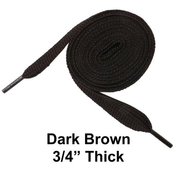 Dark Brown Thick 3/4" Width Flat Athletic Sneaker 54 Inch Shoelaces