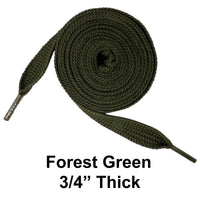 Forest Green Thick 3/4" Width Flat Athletic Sneaker 54 Inch Shoelaces