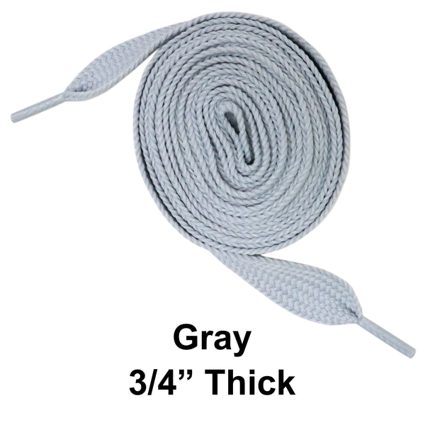 Gray Thick 3/4" Width Flat Athletic Sneaker 54 Inch Shoelaces