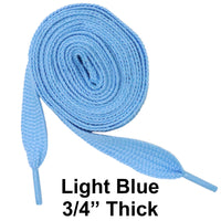 Light Blue Thick 3/4" Width Flat Athletic Sneaker 54 Inch Shoelaces