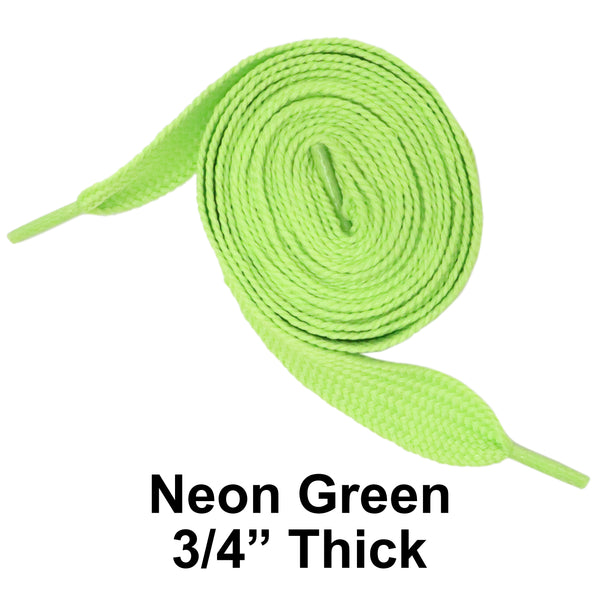Neon Green Thick 3/4" Width Flat Athletic Sneaker 54 Inch Shoelaces
