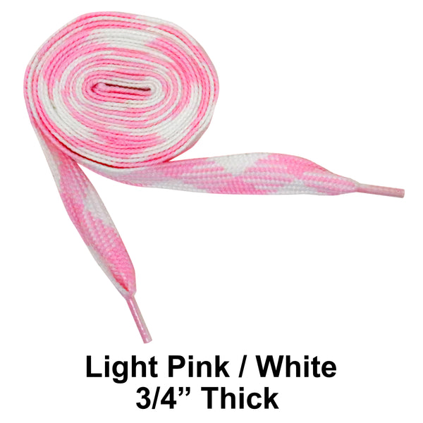 Light Pink / White Thick 3/4" Width Flat Athletic Sneaker 54 Inch Shoelaces