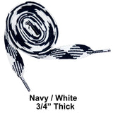 Navy / White Thick 3/4" Width Flat Athletic Sneaker 54 Inch Shoelaces