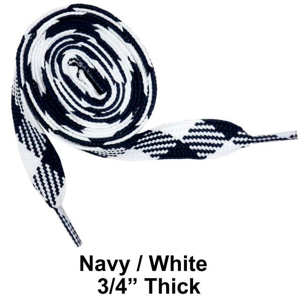 Navy / White Thick 3/4" Width Flat Athletic Sneaker 54 Inch Shoelaces