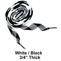 White / Black Thick 3/4" Width Flat Athletic Sneaker 54 Inch Shoelaces