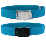 Turquoise Adjustable Canvas Military Web Belt With Metal Buckle 32" to 72"