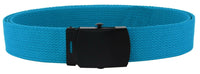 Turquoise Adjustable Canvas Military Web Belt With Metal Buckle 32" to 72"