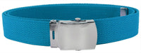 Turquoise Adjustable Canvas Military Web Belt With Metal Buckle 32" to 72"