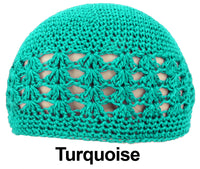 Turquoise KUFI Crochet Beanie Skull Cap Knit Hat Muslim Islamic Prayer New 100% Cotton