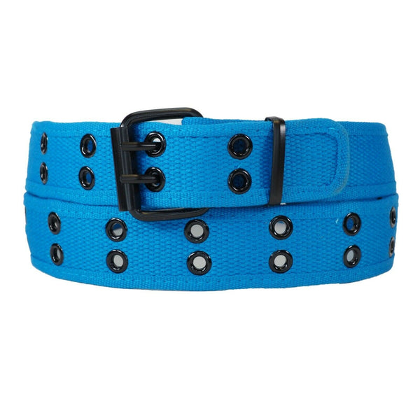Turquoise 2 Holes Row Metal Grommet Stitched Canvas Fabric Military Web Belt