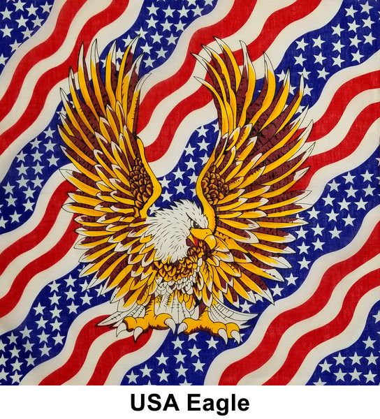 USA Eagle Design Print Cotton Bandana (22 inches x 22 inches)