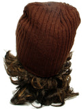 Brown Warm Winter Knit Crochet Braided Baggy Visor Beanie Hat