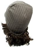 Gray Warm Winter Knit Crochet Braided Baggy Visor Beanie Hat