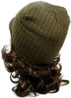 Green Warm Winter Knit Crochet Braided Baggy Visor Beanie Hat