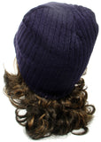 Blue Warm Winter Knit Crochet Braided Baggy Visor Beanie Hat