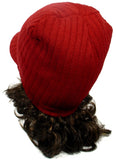 Red Warm Winter Knit Crochet Braided Baggy Visor Beanie Hat