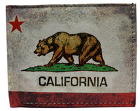 Rustic California Flag Bear Leather Bi-Fold Bifold Wallet