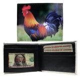 Rooster Cock Chicken Photorealistic Leather Bi-Fold Bifold Wallet
