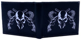 Skull Head Revolver Guns Leather Bi-Fold Bifold Wallet