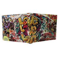 Love Peace Graffiti Image Leather Bi-Fold Bifold Wallet