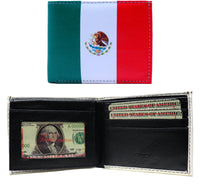 Mexico Flag Leather Bi-Fold Bifold Wallet