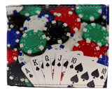 Poker Chips Royal Flush Las Vegas Leather Bi-Fold Bifold Wallet
