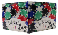 Poker Chips Royal Flush Las Vegas Leather Bi-Fold Bifold Wallet