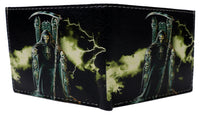 Grim Reaper Death Skull Scythe Leather Bi-Fold Bifold Wallet